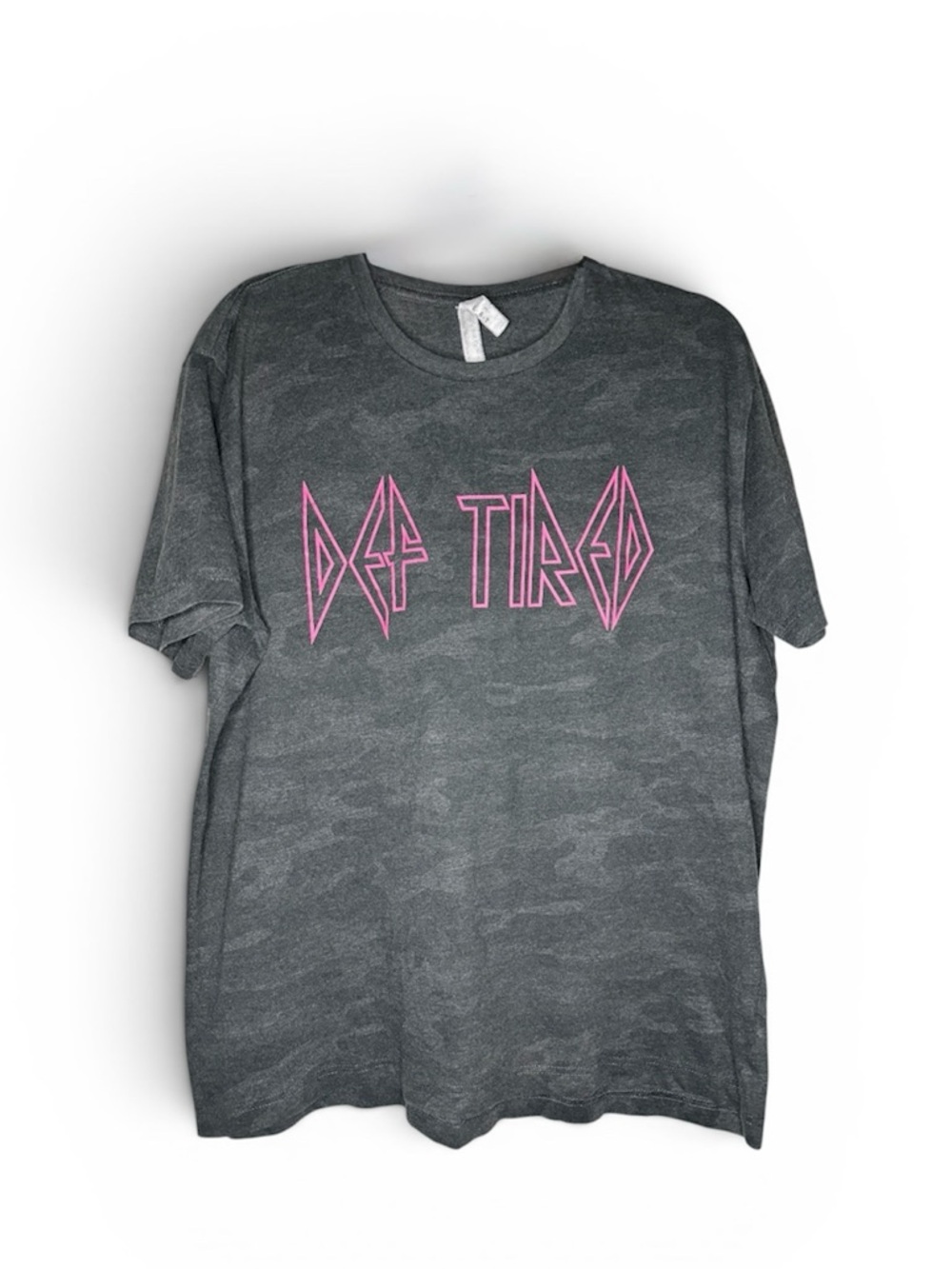 Gray Camouflage 'Def Tired' in Pink Graphic Tee
